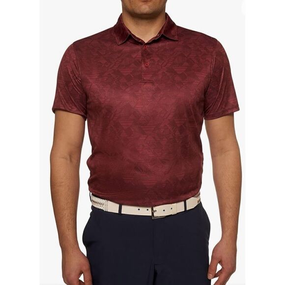 Robert Graham Men's Hydrus Short-Sleeve Knit Polo Shirt in Berry Size XL - Picture 1 of 10
